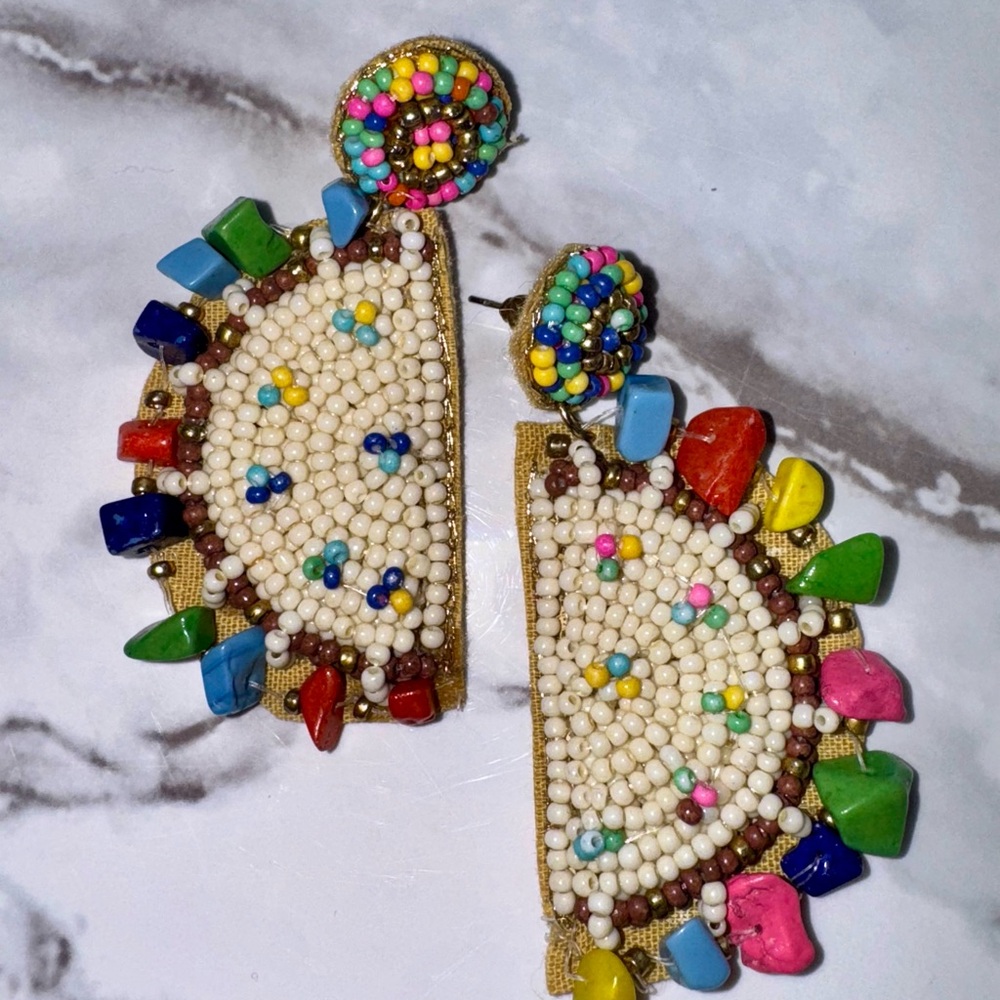 Colorful Beaded Statement Earrings